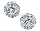 Simulated Crystal Stud Earrings 1.00 Carat (ctw) in Sterling Silver